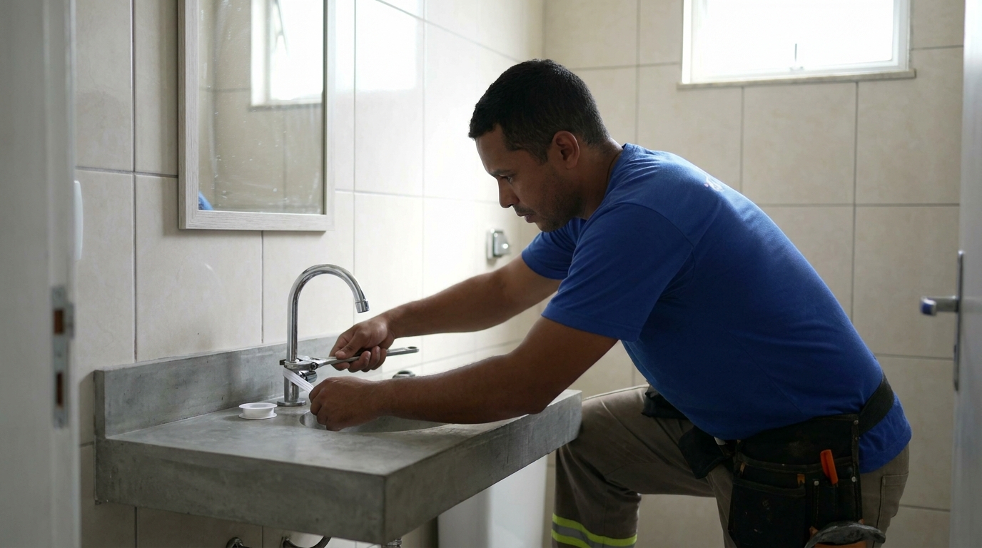 Fixação de torneira de bancada em Sorocaba-SP
